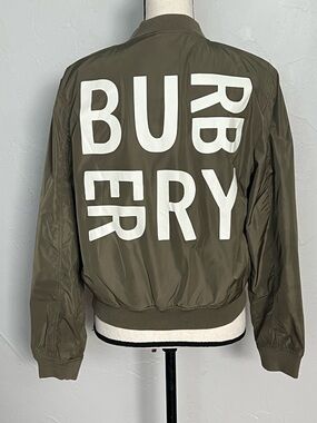 Burberry Logo Appliqué Bomber Jacket Olive Green XS Riccardo Tisci 8007892